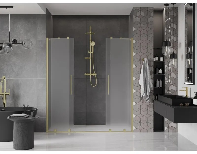 Mexen Velar Duo, tolózuhanyajtó nyitáshoz 170 cm, 8 mm-es matt üveg, arany matt, 871-170-000-32-55