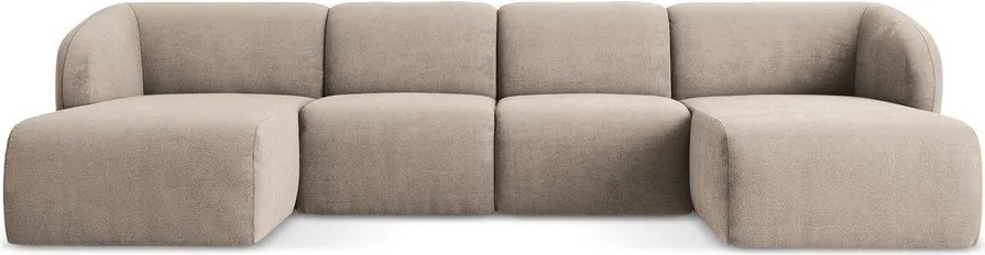 Világosbarna zsenília sarokkanapé (U alakú) Lani – Makamii