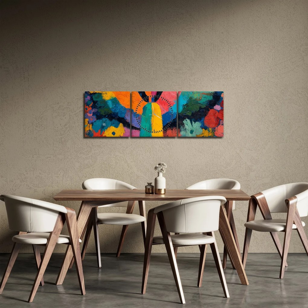 Kép - Absztrakt angyal virágokkal (órával) (90x30 cm)