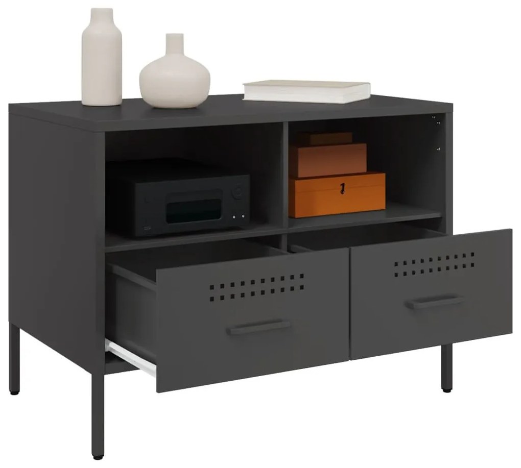 2 db fekete acél TV-szekrény 68 x 39 x 50,5 cm