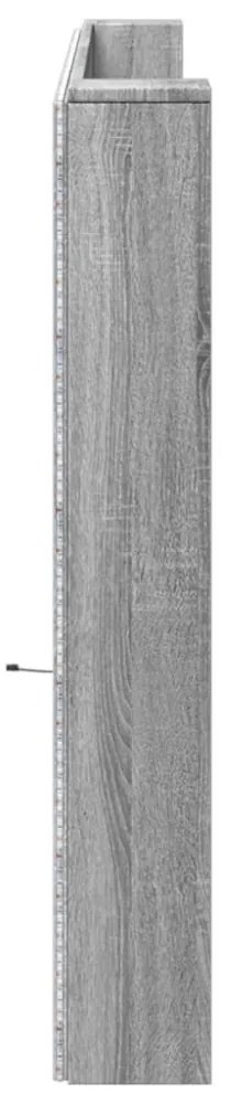 szürke sonoma színű áthidalószekrény LED-ekkel 220x16,5x103,5cm
