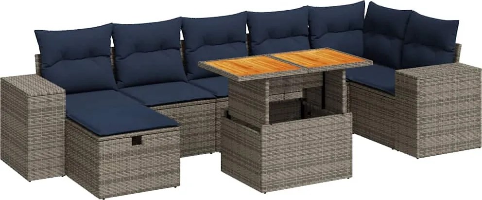 vidaXL 8 részes barna polyrattan akácfa kerti ülőgarnitúra párnákkal