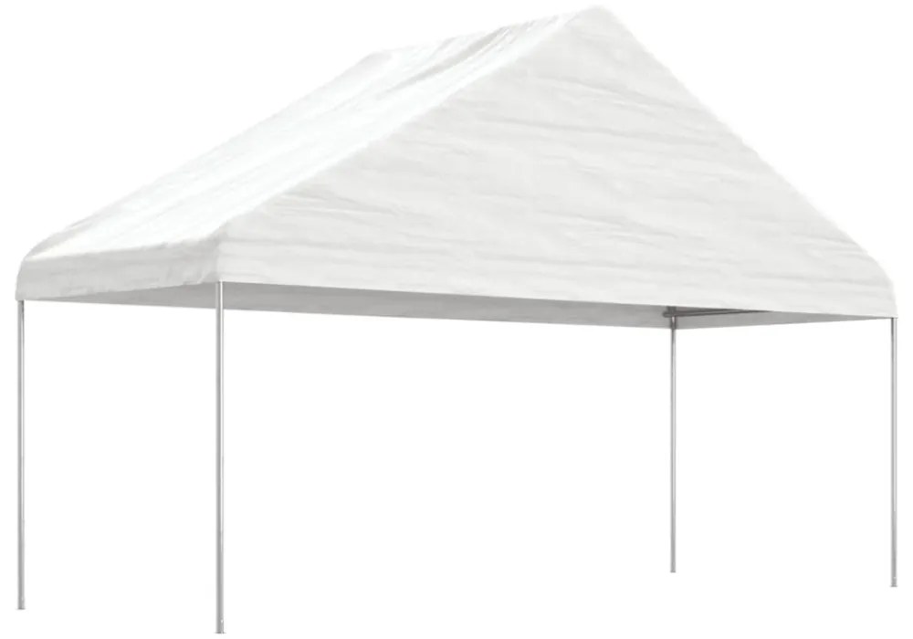 fehér polietilén pavilon tetővel 5,88 x 2,23 x 3,75 m