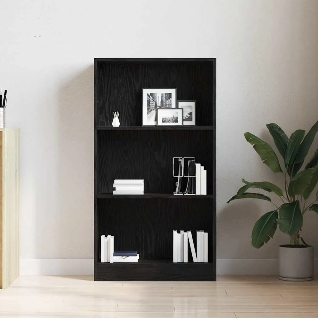 fekete tölgy szerelt fa könyvespolc 60x24x109 cm