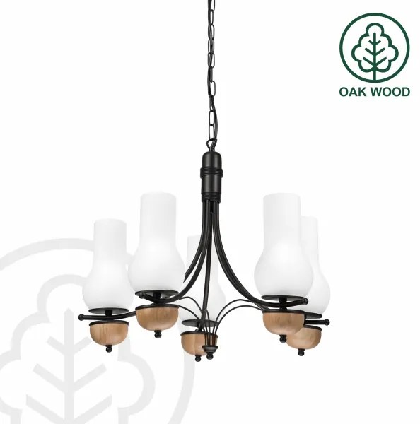 Brilagi - LED Csillár láncon COTTAGE 5xE14/40W/230V bükkfa/fehér