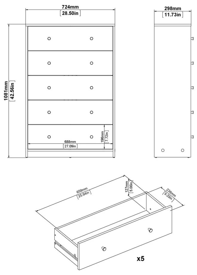 Fehér komód 72x108x30 cm May – Tvilum