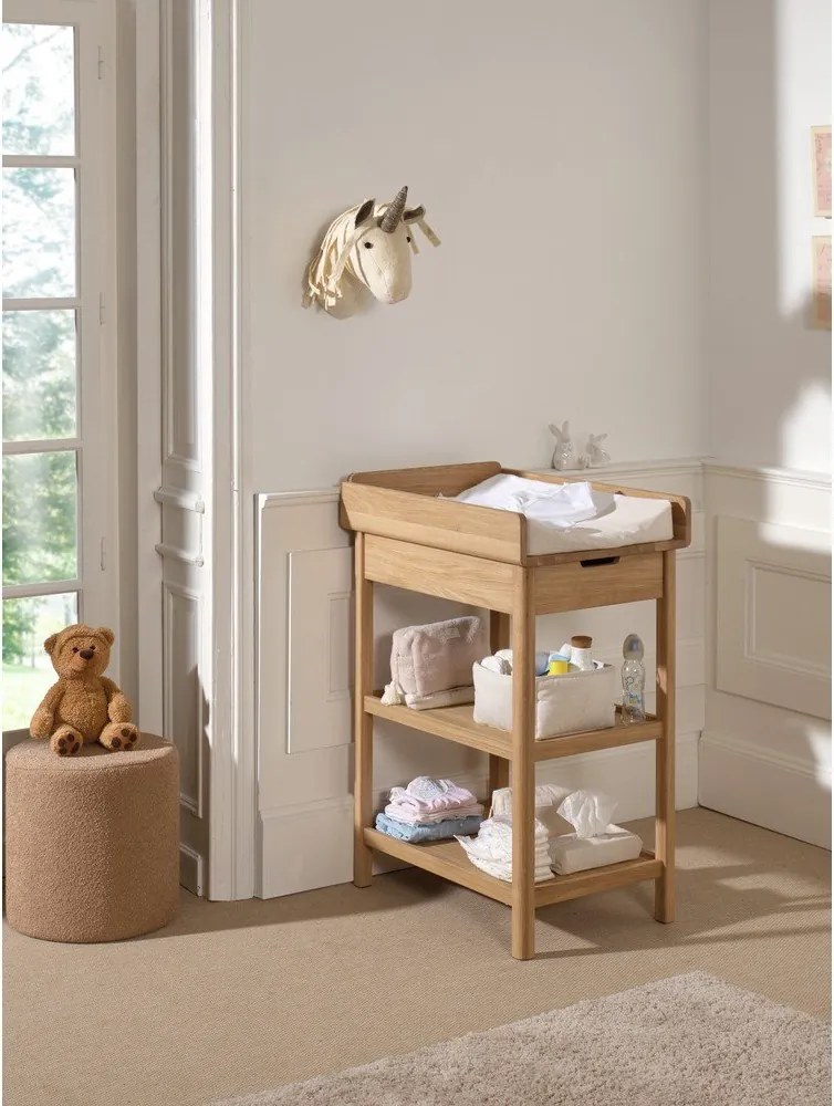 Natúr színű tölgyfa pelenkázó asztal pelenkázó feltéttel Forrest – Vipack