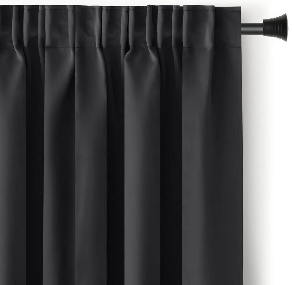 Restilo Blackout Oxford Pleat függöny, fekete, 140 x 245 cm