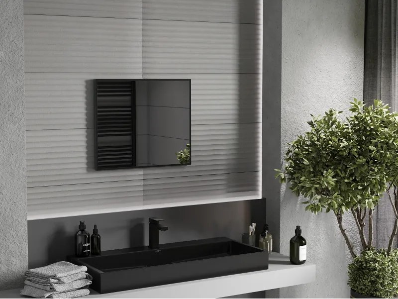 Mexen Loft téglalap alakú fürdőszobai tükör 60 x 50 cm, fekete keret - 9852-060-050-000-70