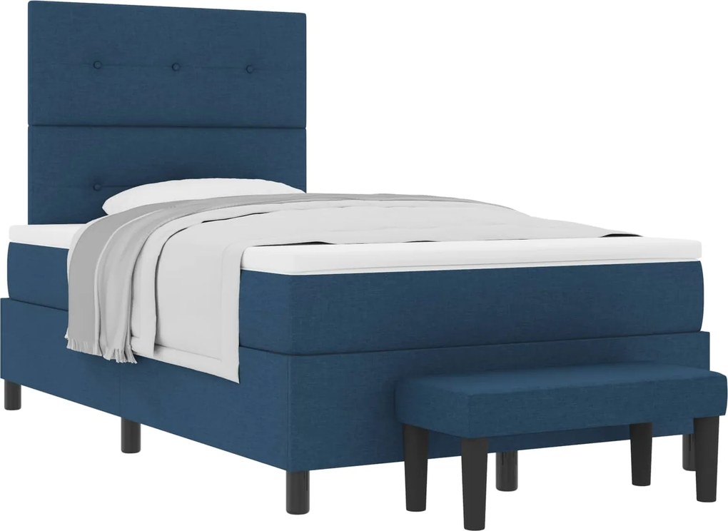 vidaXL Boxrugós ágy matracmal fejtámlával Kék 120 x 200 cm szövet