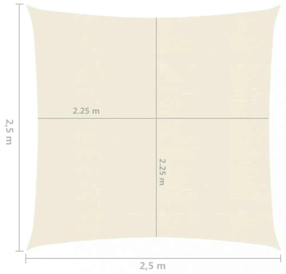 krémszínű HDPE napvitorla 160 g/m² 2,5 x 2,5 m