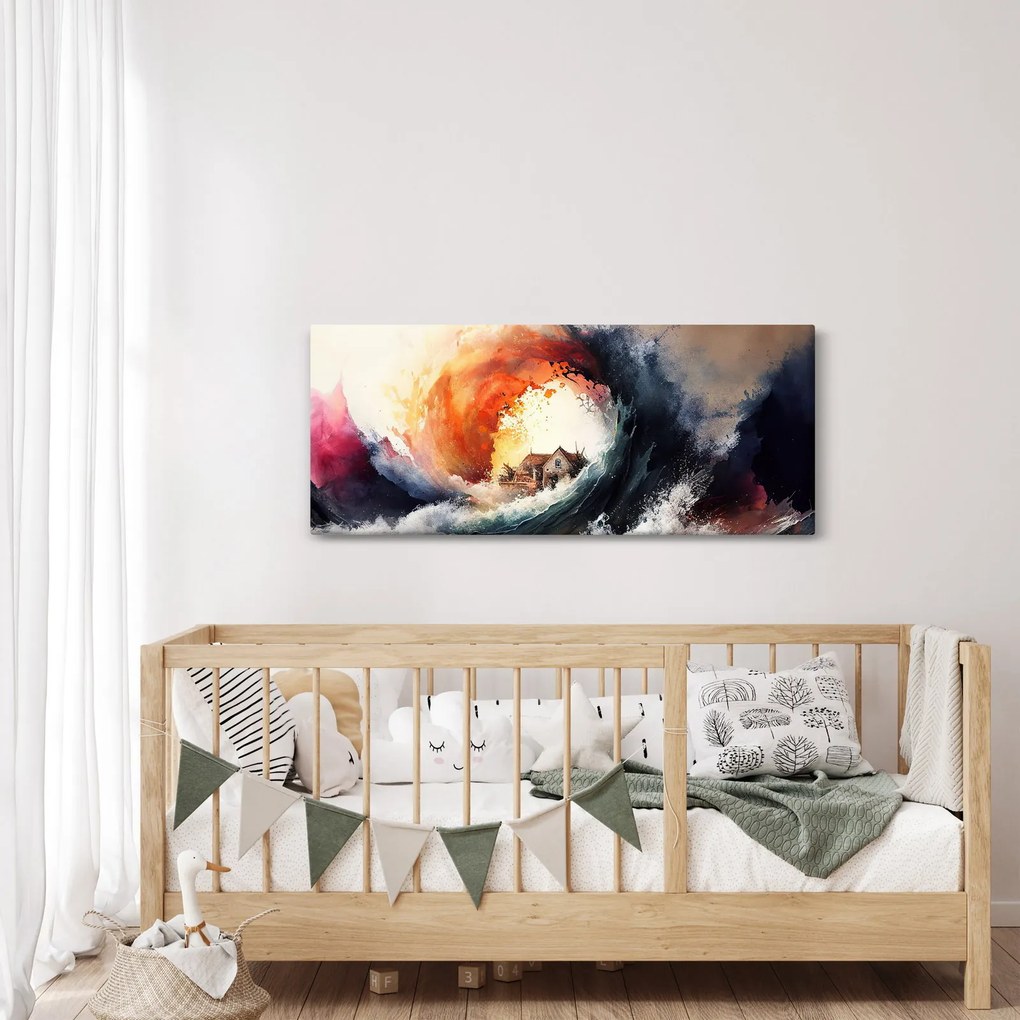 Kép - Az árvíz örvényében, akvarell (120x50 cm)