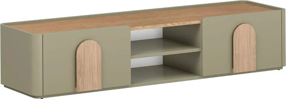 Amilio TV-szekrény 170 cm fiókkal - eukaliptusz / baltic dune tölgy / natúr tölgy fogantyú