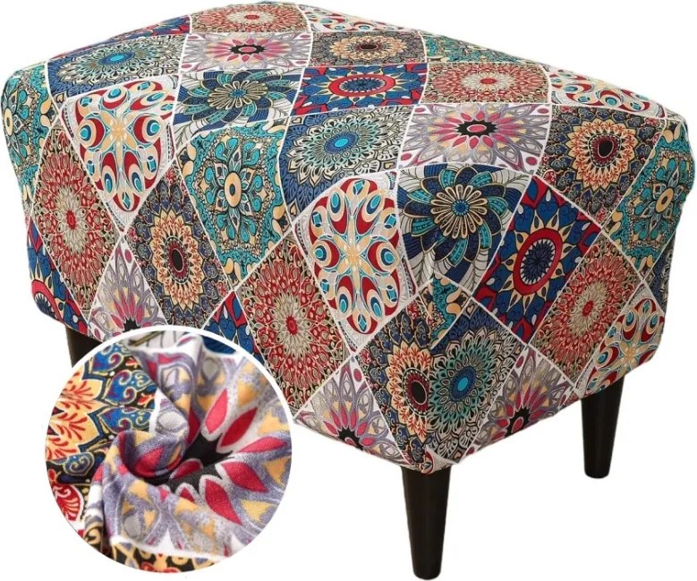 Lábtartó Huzat Puff Rugalmas Sima Grafika Print Retro Minta