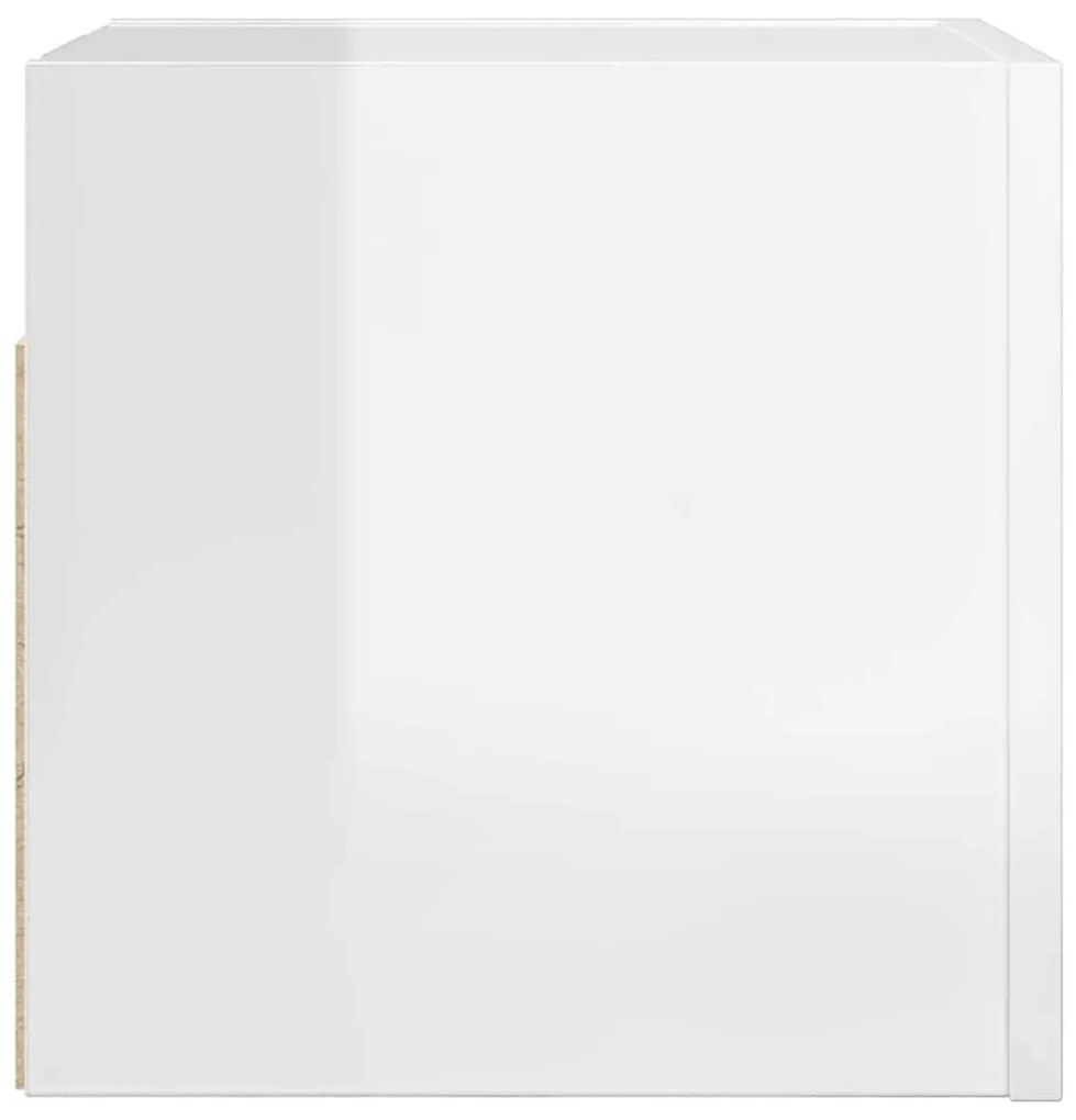 magasfényű fehér falra szerelhető TV-szekrény 30,5 x 30 x 30 cm