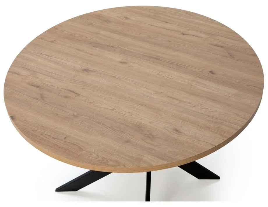 Kerek étkezőasztal tölgyfa dekoros asztallappal 120x120 cm Ther – Marckeric