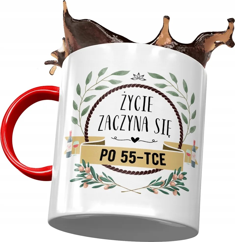 Piros Bögre Születésnapra 55 55-es 55-ös Ajándék Nyomtatott Fotóval