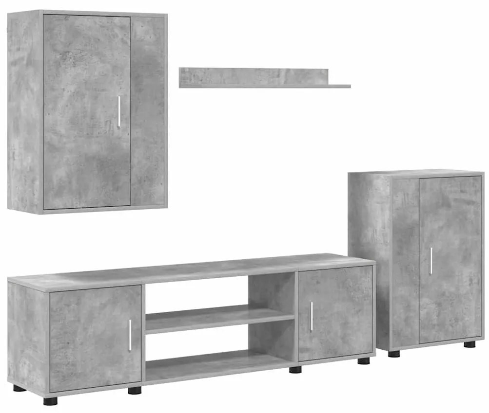 4 részes TV szekrény szett 4 pcs Beton szürke Faanyag