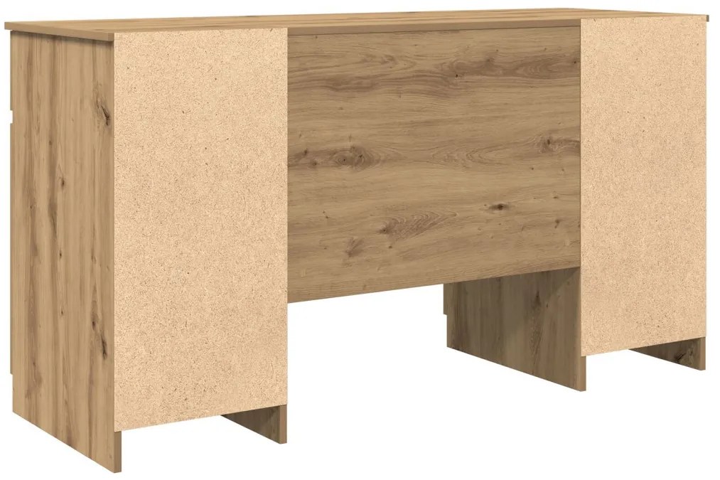 vidaXL Asztal fiókkal ajtóval kézműves tölgy 140 x 49 x 76 cm Faanyag