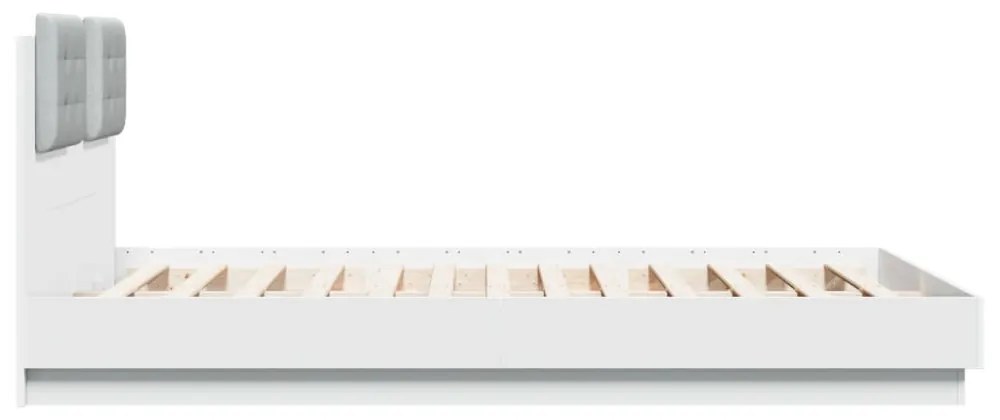 fehér ágykeret fejtámlával és LED-világítással 150 x 200 cm