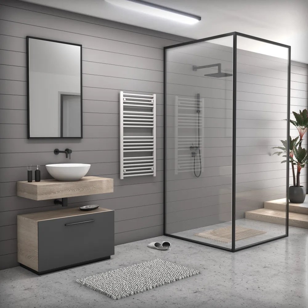 Fehér 600x1100mm törölközőszárítós fürdőszobai radiátor Welland Lux | Készletről | Gyors kiszállítással