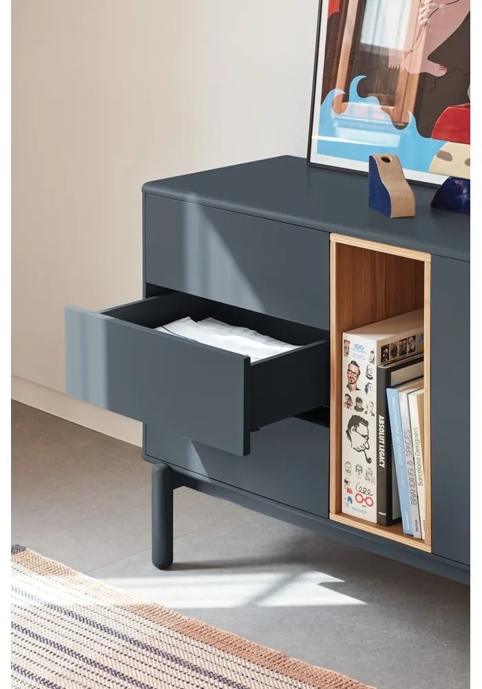 Sötétszürke alacsony komód 180x76 cm Corvo - Teulat