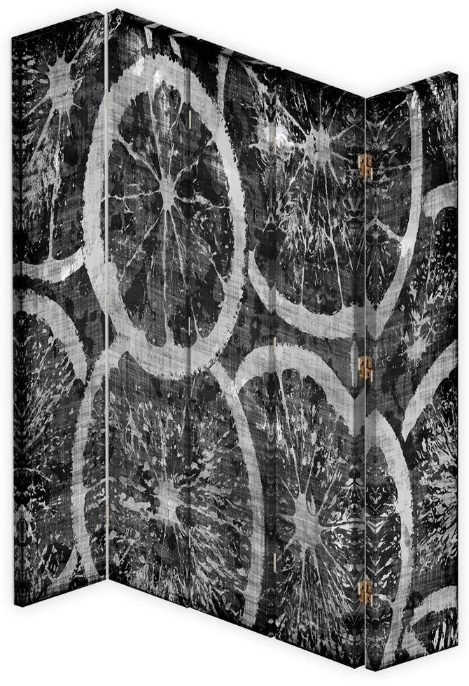 Gario Paraván Narancs szeletek fekete-fehérben Méret: 180 x 170 cm, Kivitelezés: Forgó paraván 360°