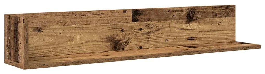 2 db antik fa színű szerelt fa fali polc 100x16,5x16,5 cm