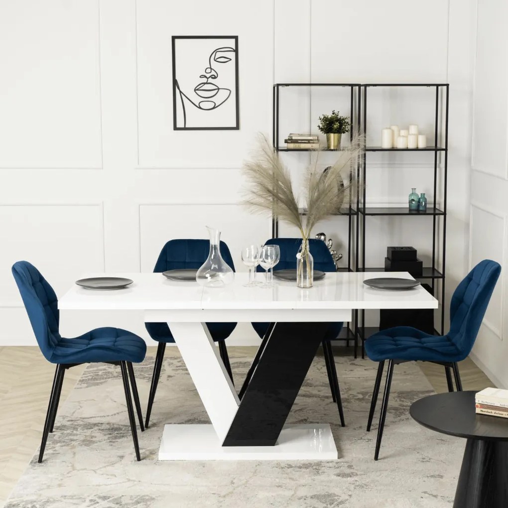 Krzesło LUCKY Granatowe Welurowe