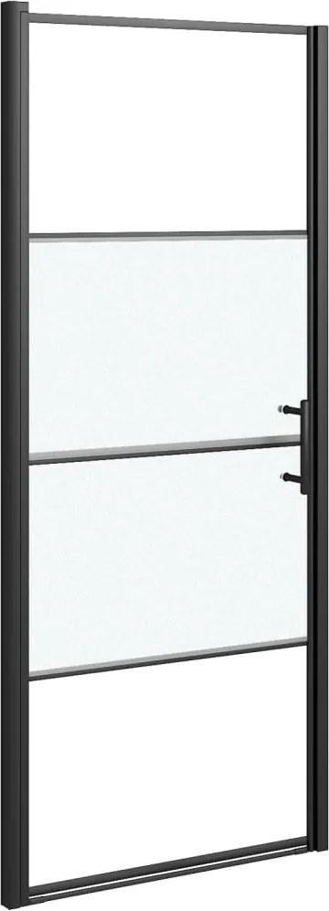 vidaXL fekete selyemmatt edzett üveg zuhanyajtó 81 x 195 cm