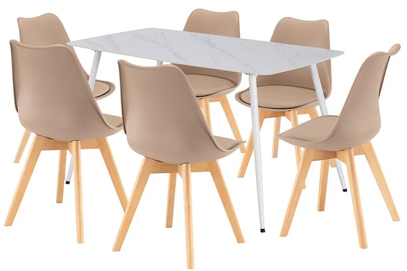 Ravena 6+1 étkező garnitúra fehér-bézs