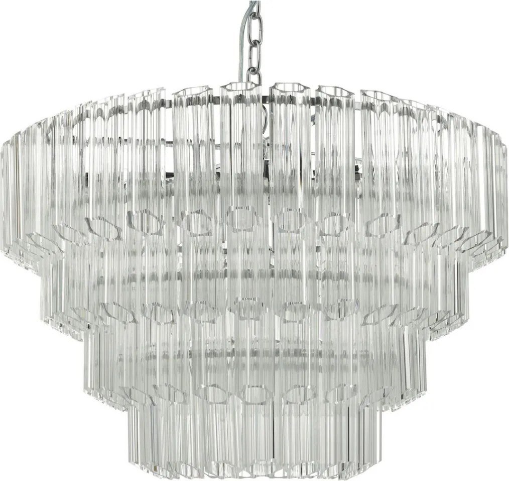 DAR LIGHTING TUV1308 TUVALU Kristály Függesztett Lámpa Csiszolt Króm, Átlátszó E14 IP20