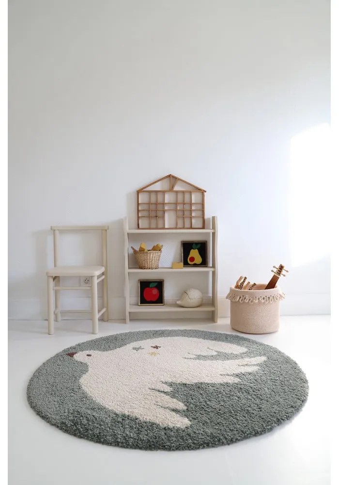 Világoszöld gyerek szőnyeg ø120 cm Bohemian Bird Aqua – Nattiot