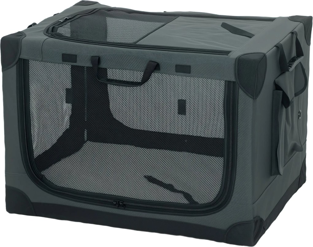 PawHut összecsukható puha kutya- és macskahordozó – utazóketrec párnával, mosható huzattal, szellős 600D Oxford, 76 x 54 x 54 cm, zöld | Aosom