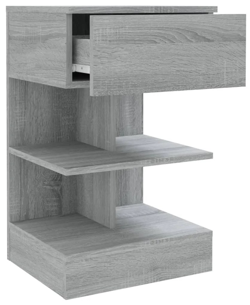 Szürke sonoma színű szerelt fa éjjeliszekrény 40 x 35 x 65 cm