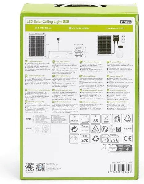 Aigostar - LED Napelemes lámpa LED/70W/12V 6000 mAh 6500K átm. 20,5 cm