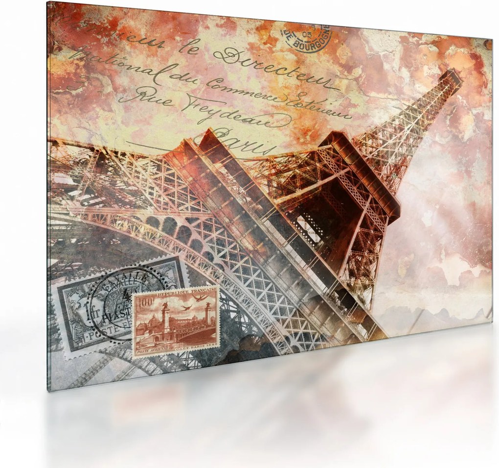 Kép - Eiffel-torony vintage stílusban (üvegen) (70x50 cm)