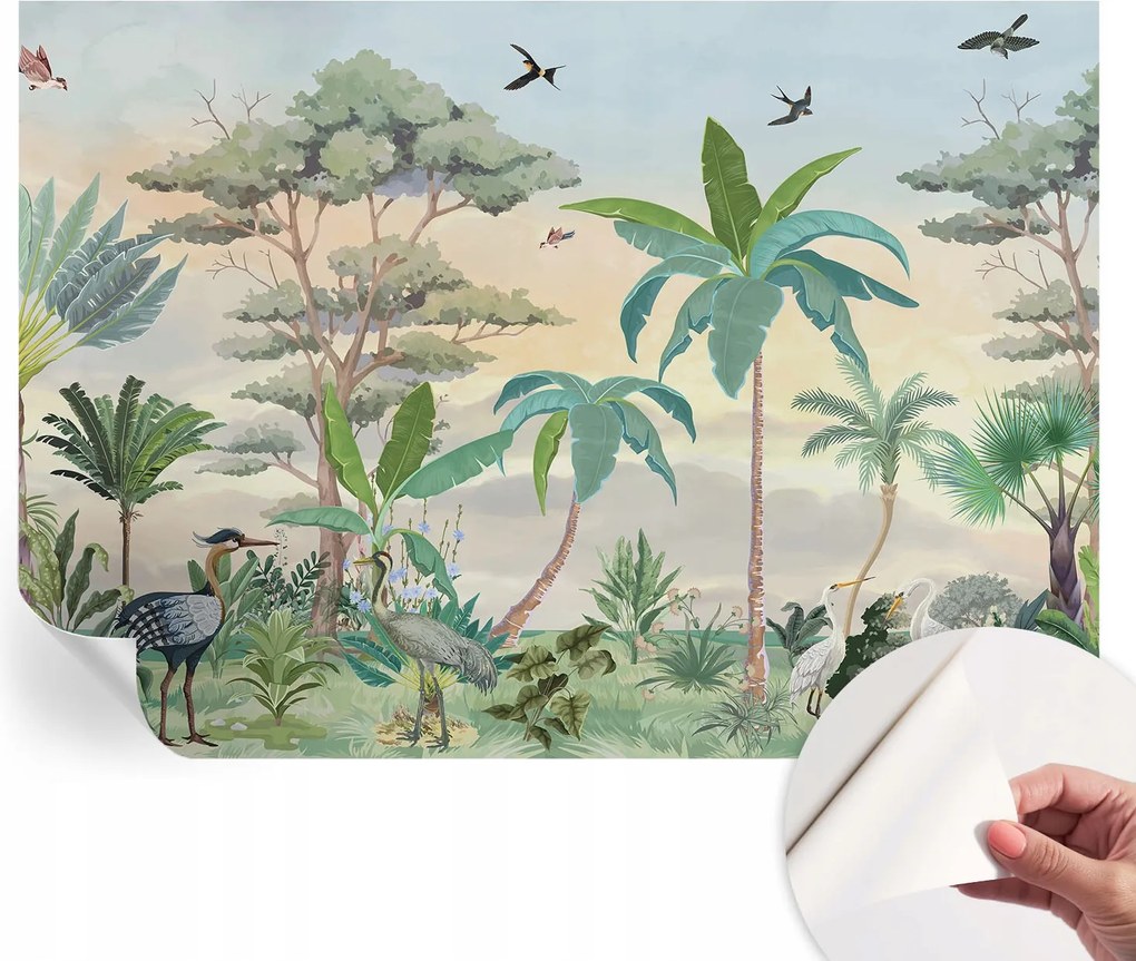 Divatos öntapadós fali tapéta Egzotikus növényvilág 208x146 cm