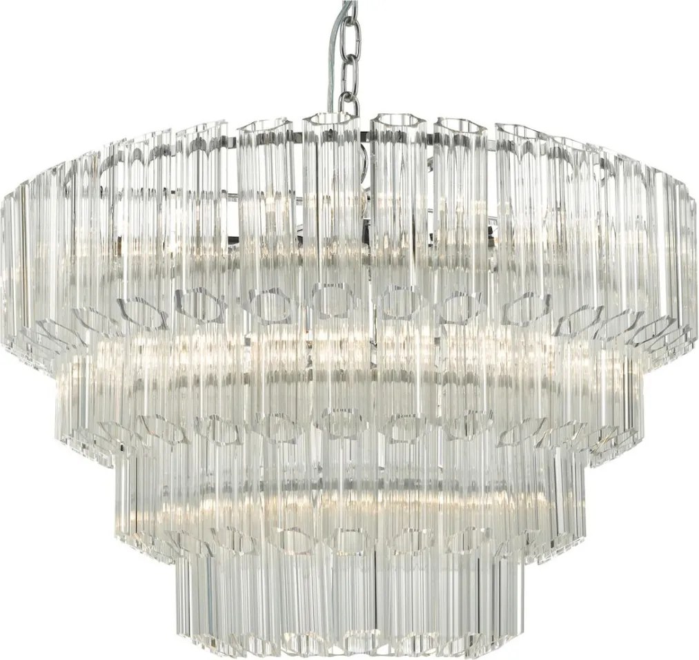 DAR LIGHTING TUV1308 TUVALU Kristály Függesztett Lámpa Csiszolt Króm, Átlátszó E14 IP20