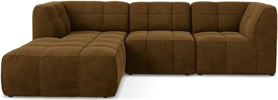 Mustársárga bársony sarokkanapé (bal oldali-heverő résszel) Aloha – Makamii