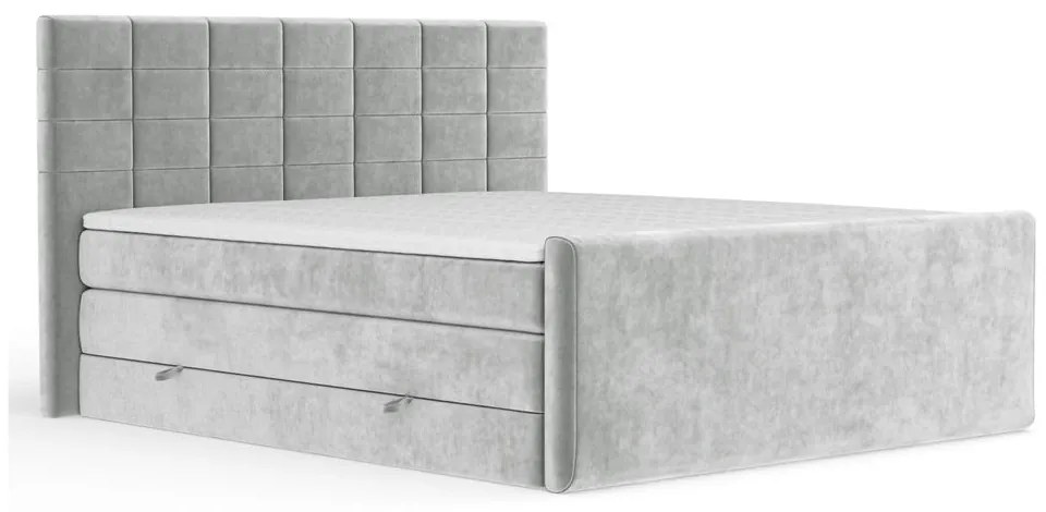 Világosszürke ágyneműtartós boxspring ágy 140x200 cm Ava – Maison de Rêve
