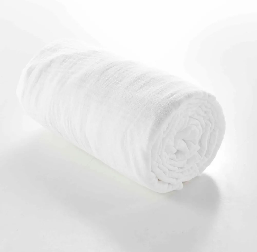 Fehér gumis muszlin lepedő 160x200 cm Angelia – douceur d'intérieur
