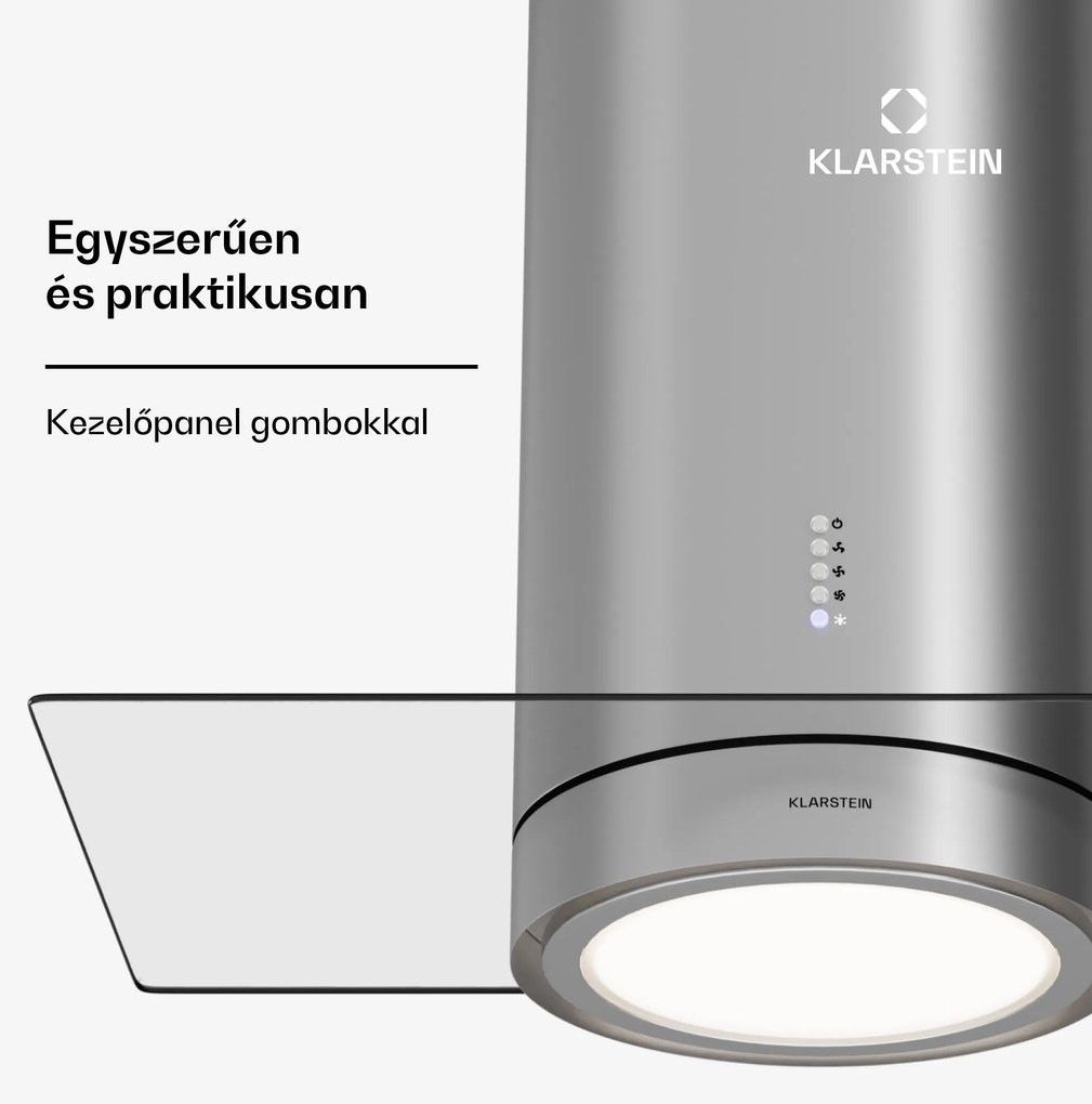 Klarstein Beretta Premium Smart, sziget páraelszívó, 544 m³/h, alkalmazás, elszívás/légkeringetés, LED, aktívszenes szűrő