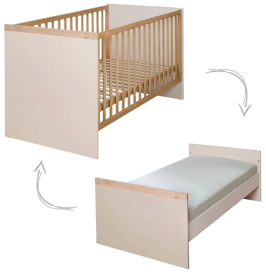 Bézs-natúr színű babaágy állítható magassággal 70x140 cm Jil – Roba