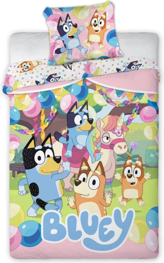 Bluey Magical Party gyerek, ovis ágyneműhuzat 100×135cm, 40×60 cm