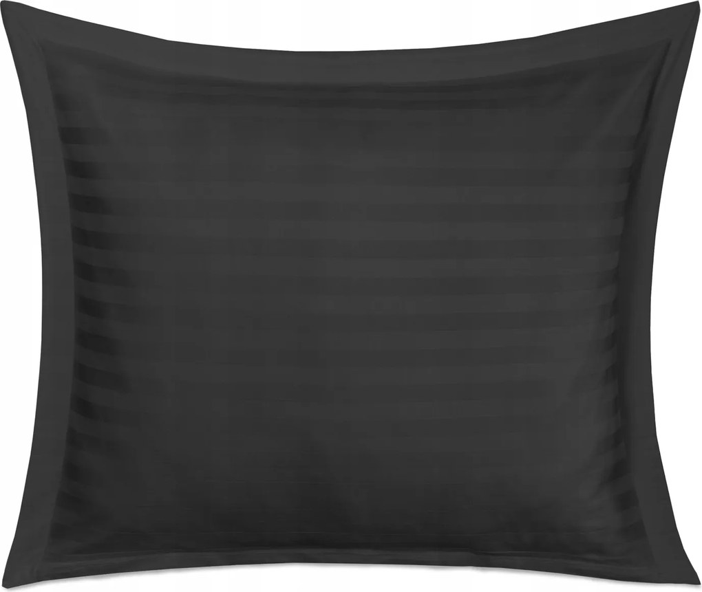 Párnahuzat szatén bambusz-pamut 70x80 fekete díszléccel