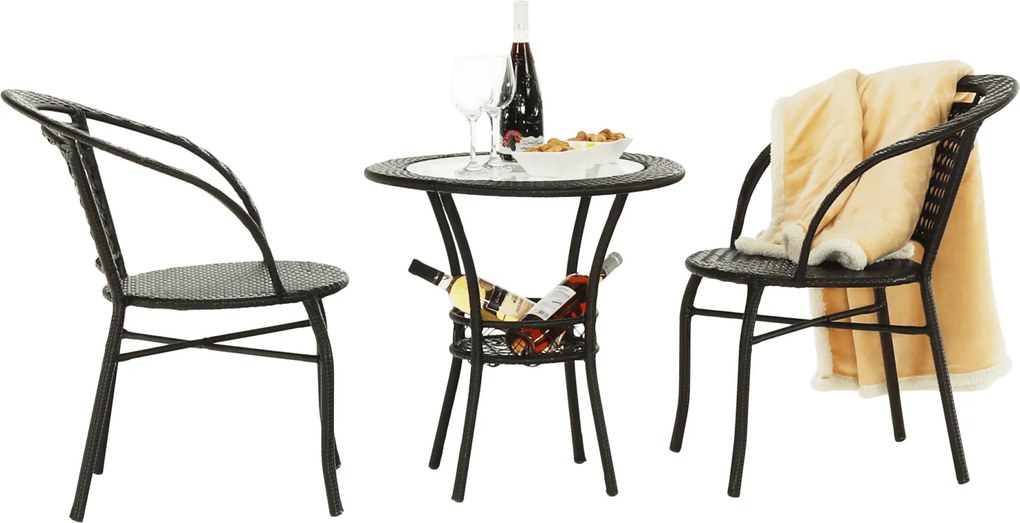 Kerti rattan szett 1+2, barna, LASAN