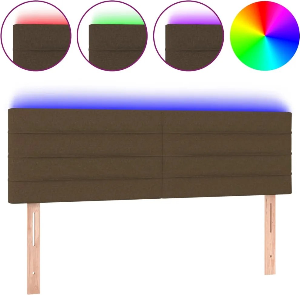 vidaXL sötétbarna szövet LED-es fejtámla 144x5x78/88 cm