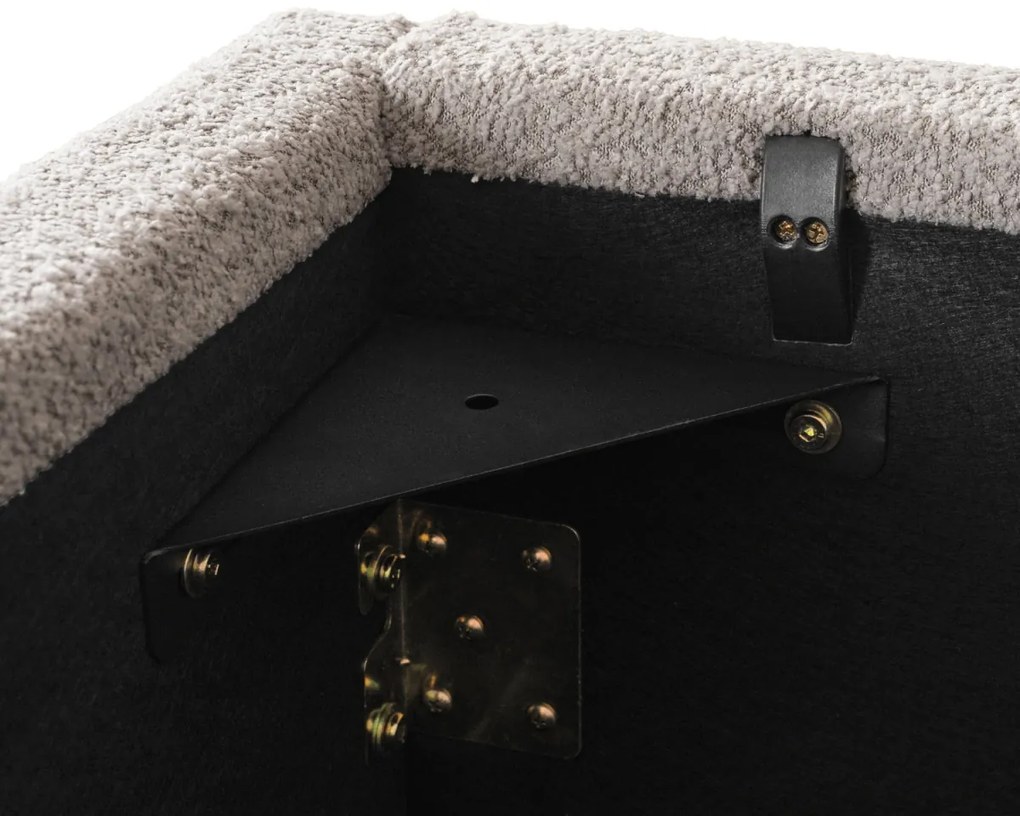 Kárpitozott Franciaágy Krém Bouclé Szövettel. 160x200 HAGA