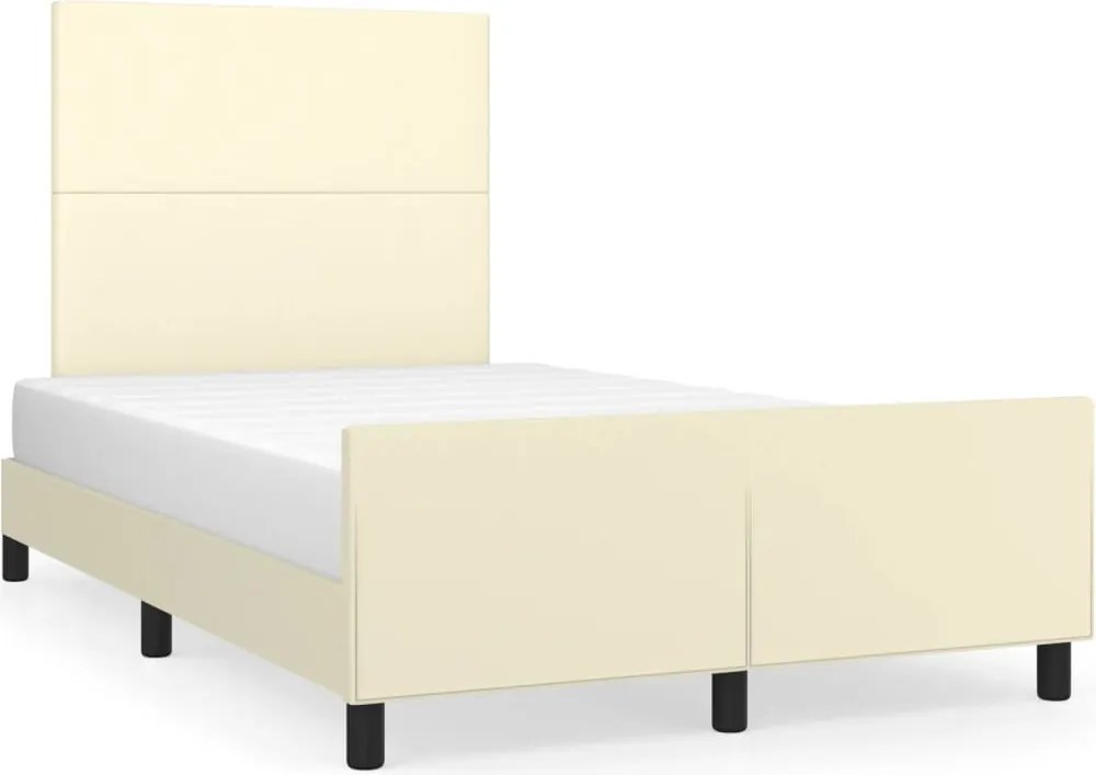 vidaXL krémszínű műbőr ágykeret fejtámlával 120 x 200 cm